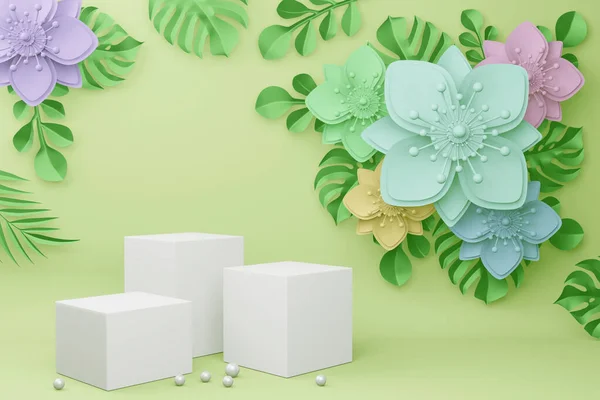 Sunum 3 boyutlu görüntüleme için çiçekli boş görüntü.