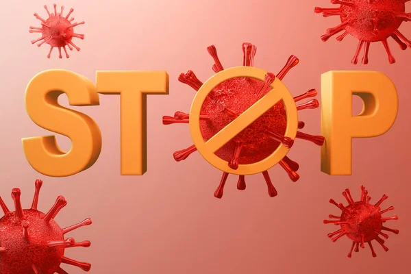 Opriți Virusul Covid Ilustrație Redare — Fotografie, imagine de stoc