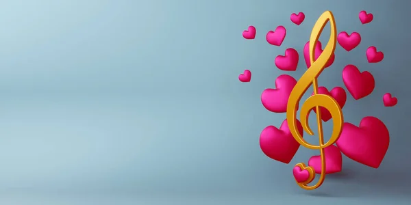 Valentine Fundo Conceito Cartão Amor Melodia Com Coração — Fotografia de Stock