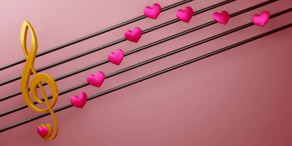 Valentine Fundo Conceito Cartão Amor Partituras Renderização — Fotografia de Stock