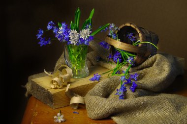 Kardelen vintage tarzı natürmort.