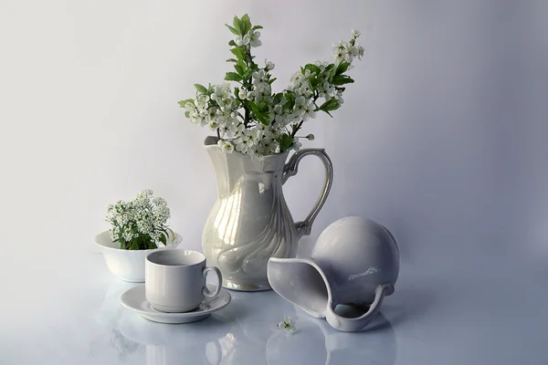 Natureza morta com flores de primavera em um vaso  . — Fotografia de Stock