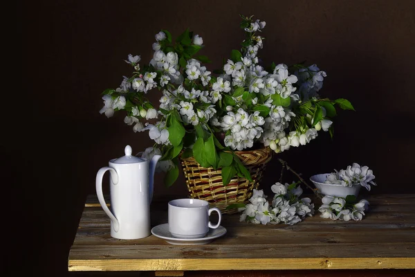 Voorjaarsbloemen in mand — Stockfoto