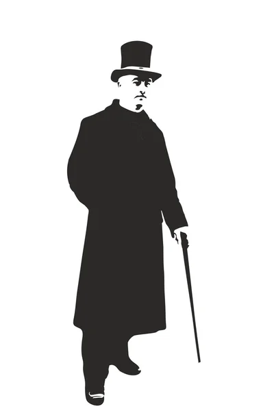 bir baston olan bir adam