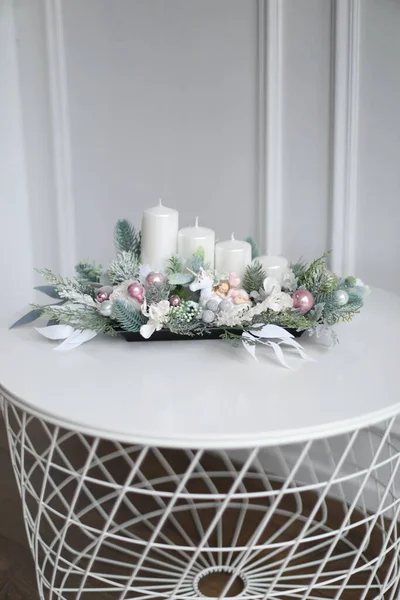 Decoraciones Sobre Mesa Manos Estilo Cristmass —  Fotos de Stock