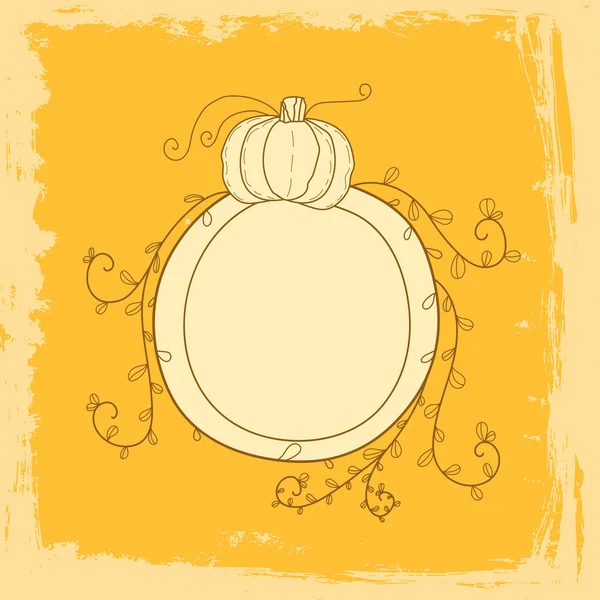 Illustrazione vettoriale carino scarabocchio disegnato a mano. Biglietto d'autunno. Vuoto. Inserisci il tuo testo qui . — Vettoriale Stock