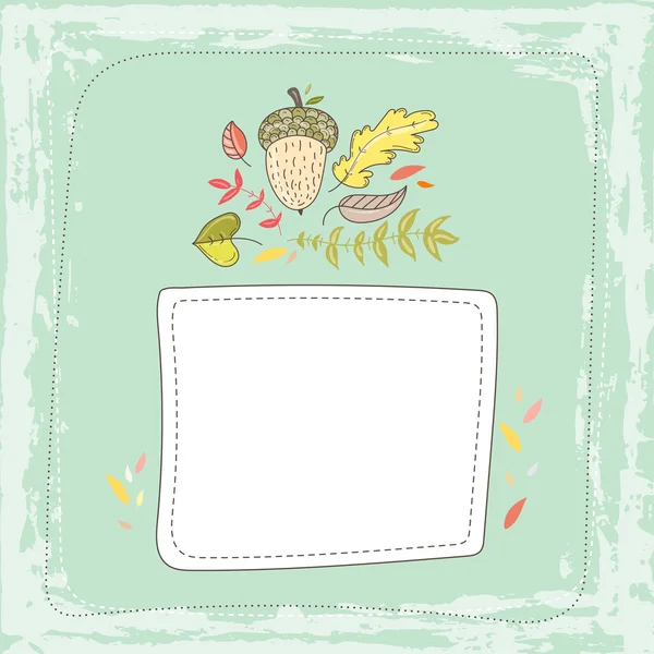 Dibujado a mano lindo doodle vector ilustración. Tarjeta de otoño. En blanco. Coloque su texto aquí . — Vector de stock