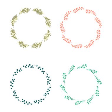 El çizilmiş vektör çiçek daire çelenk
