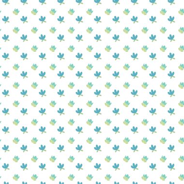 Sorunsuz vektör desen beyaz zemin üzerine mavi çiçekli.