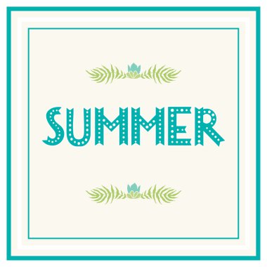 Basit vektör çizim çiçek öğeleri ve tipografi.