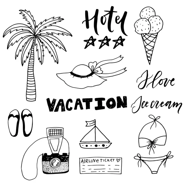 Elle çizilmiş yaz tatili doodles — Stok Vektör