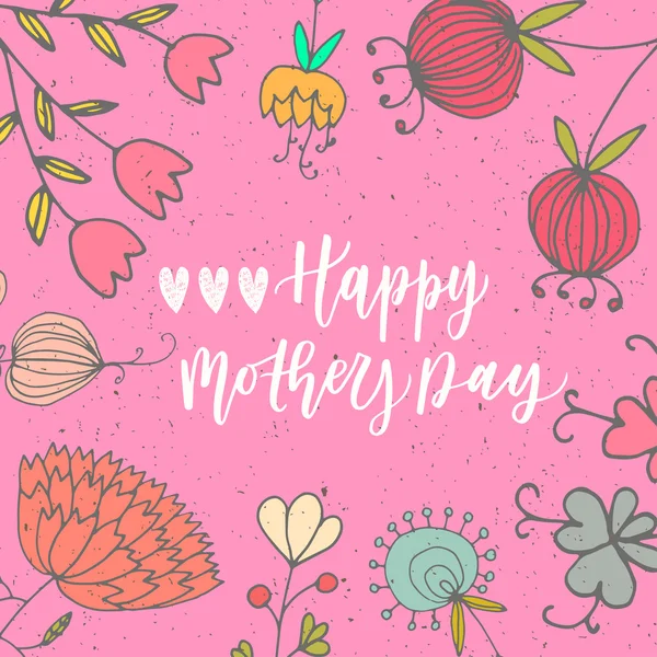 Happy mothers day hand drawn lettering congratulation card — Stock Vector