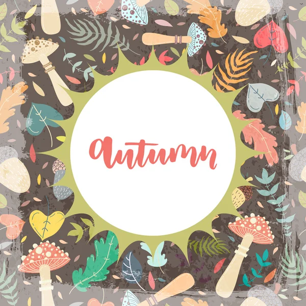 Cartão postal de outono com folhas . —  Vetores de Stock