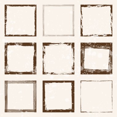 Set of hand drawn grunge frames isolated on white background clipart
