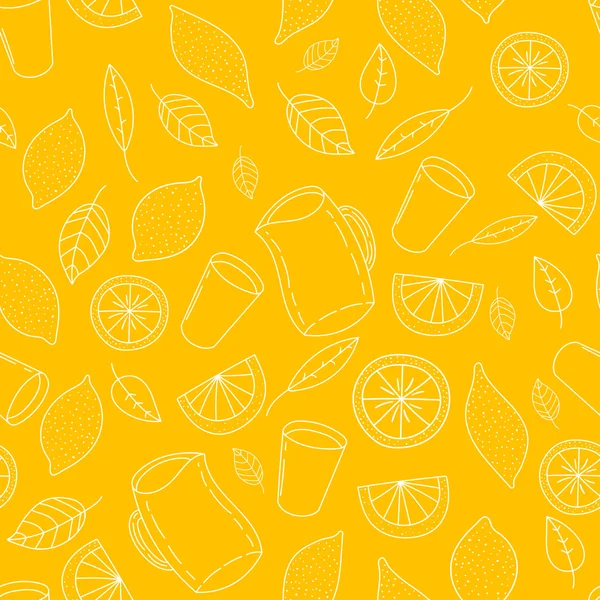 Frische und schmackhafte Limonade, Wasser, Getränk, Saft Hand gezeichnet nahtlose Muster. — Stockvektor