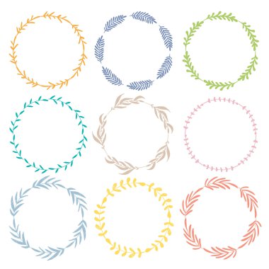 Dört el çizilmiş çiçek desenleri..