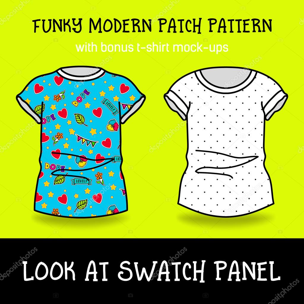 Bright fashion pins and patches seamless pattern.