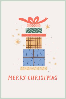 Noel tebrik kartı tasarımı, modern tarzda tatil elemanları, basit bir tebrik kartı tasarımı..