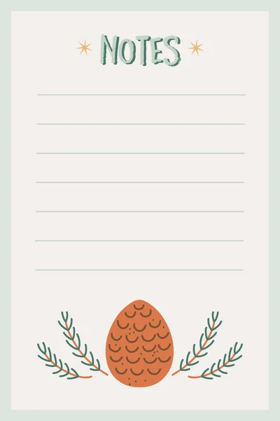 Cute vector notes blank in adorable Christmas wintery design. — Stock Vector