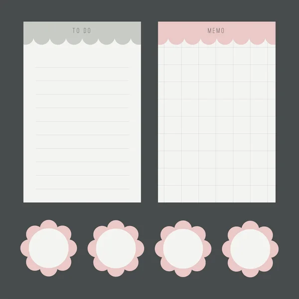 Μια αξιολάτρευτη συλλογή memo pad design με σχέδια αυτοκόλλητων λουλουδιών. — Διανυσματικό Αρχείο