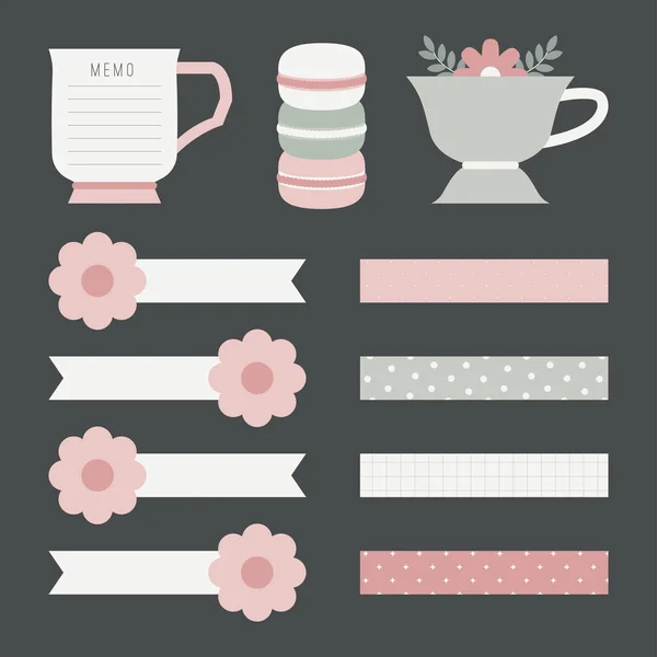 Eine entzückende Sammlung von Memo-Pad-Design mit Blumenaufkleber-Designs. — Stockvektor