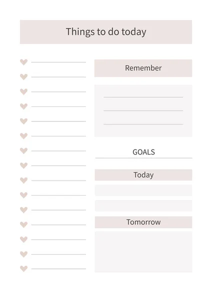 Planner voor het leven en het bedrijfsleven, planner sheets, organisator voor persoonlijke en zakelijke kwesties — Stockvector