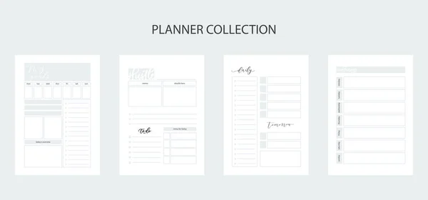 Collection of planners for life and business, planner sheets, organizer for personal and work issues — Stock Vector