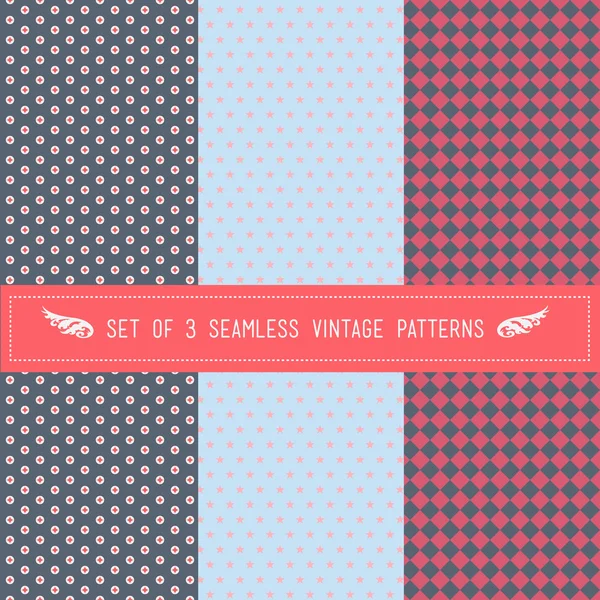 Set of 3 seamless patterns — Stock Vector
