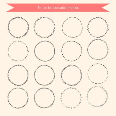 16 circle frames clipart