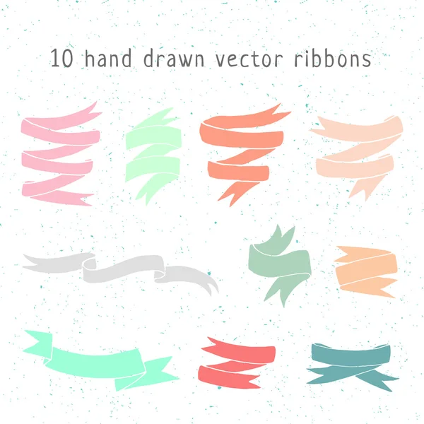 Deset doodle stužky — Stockový vektor