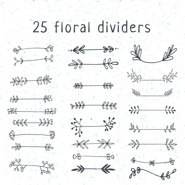 Conjunto de divisores de doodle florais —  Vetores de Stock