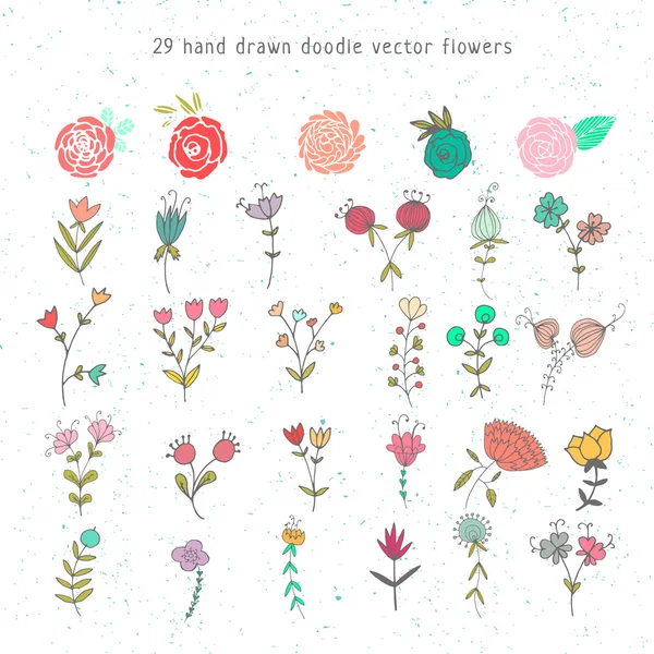 Conjunto de flores doodle —  Vetores de Stock