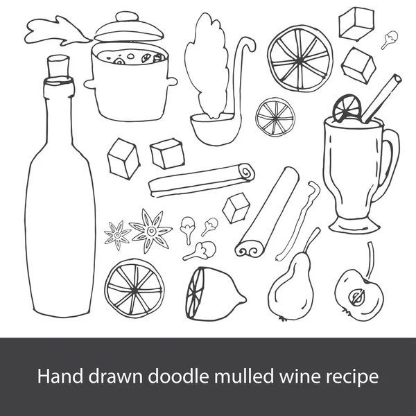 手描きのグリュー ワインのレシピのベクトルを設定. — ストックベクタ