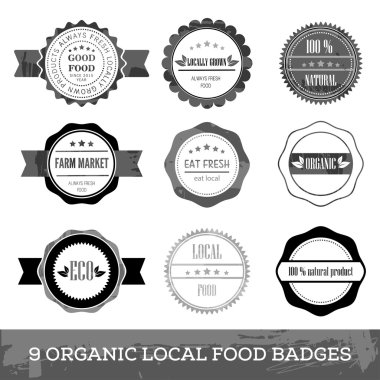 Organic fresh local food hipster simple badge clipart