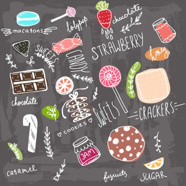 Çizgi film tatlılar, şekerler simgeler