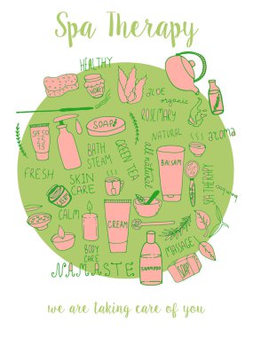 Spa salonu karikatür simgeler kümesi