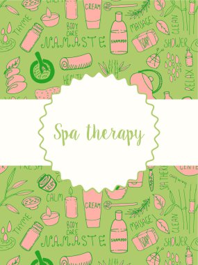 Spa salonu karikatür simgeleri ile bayrak