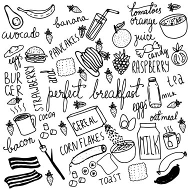 Kahvaltı yemek Icons set