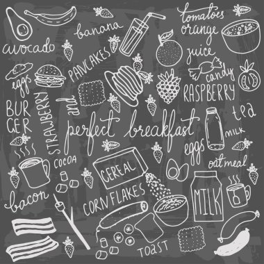 Kahvaltı yemek Icons set