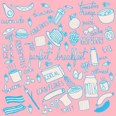 Kahvaltı yemek Icons set