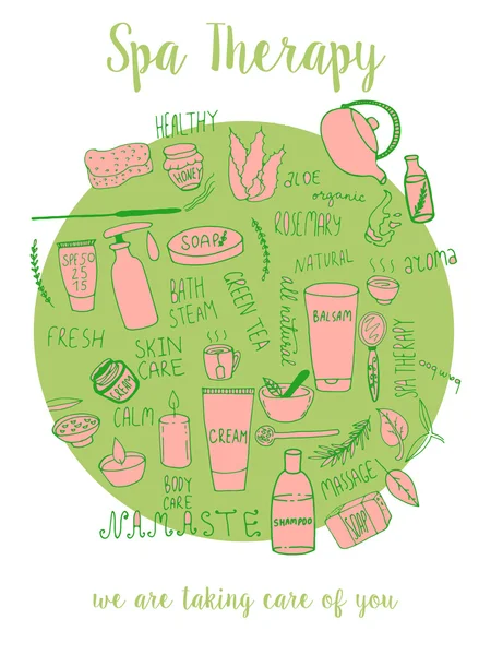 Spa salonu karikatür simgeler kümesi