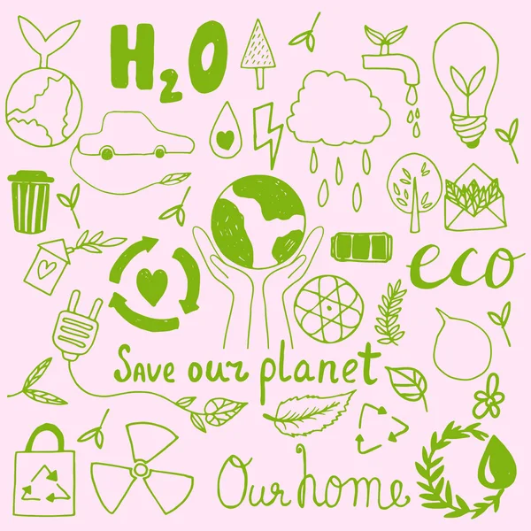 Set van eco, ecologie pictogrammen — Stockvector