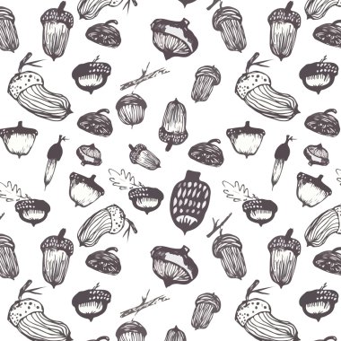 sonbahar meşe yaprakları ve meşe palamutları desen