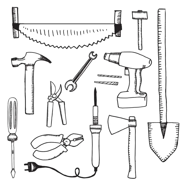 Set cartoon werk tools. — Stockvector