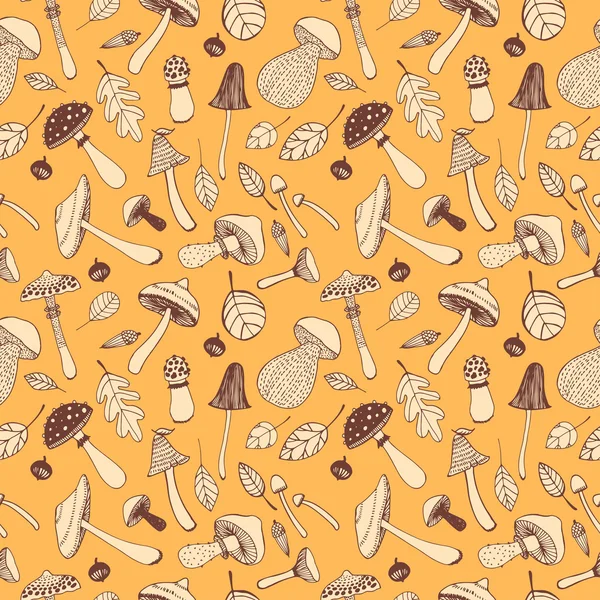 Hösten tecknade svamp mönster — Stock vektor