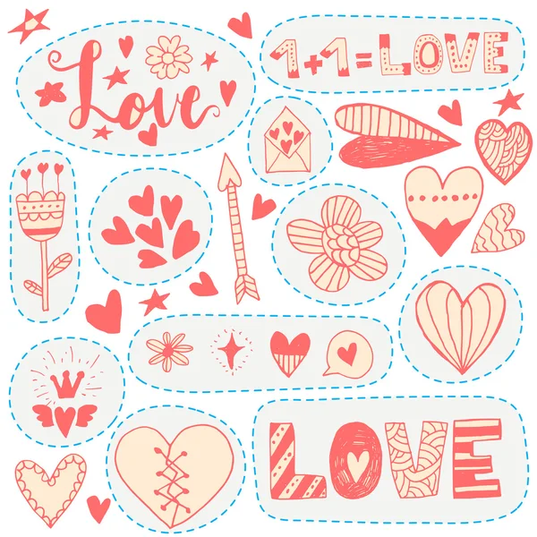 Любовь, романтический набор стикеров — стоковый вектор