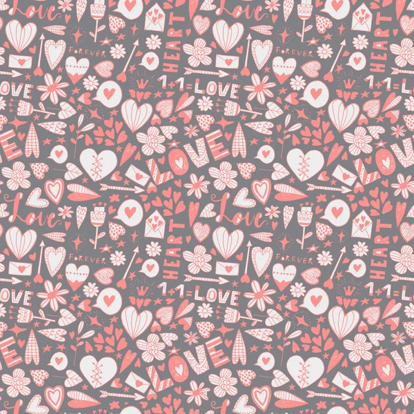 Cartoon Valentines day seamless pattern. — Stockový vektor