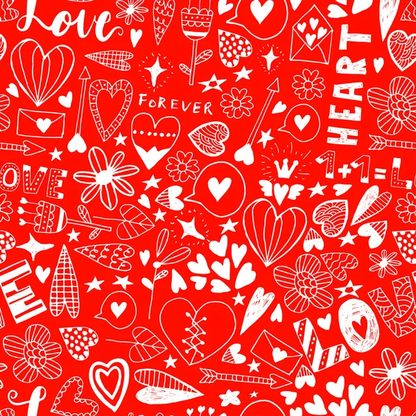 Cartoon Valentines day seamless pattern. — Stock vektor