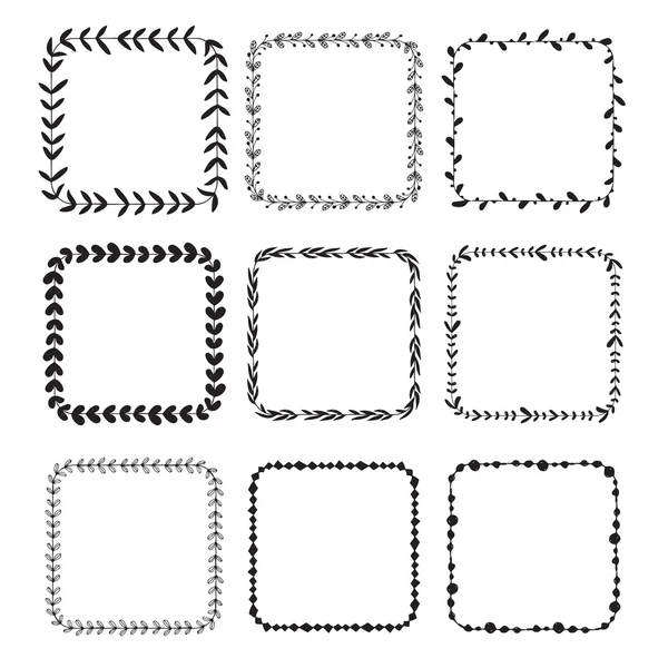 Square floral frames set — Stock Vector