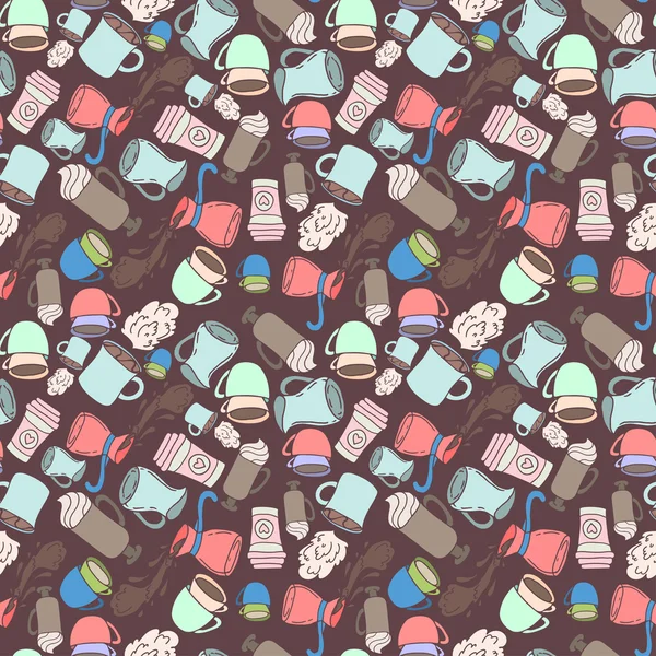 Cartoon vintage coffee pattern. — 图库矢量图片